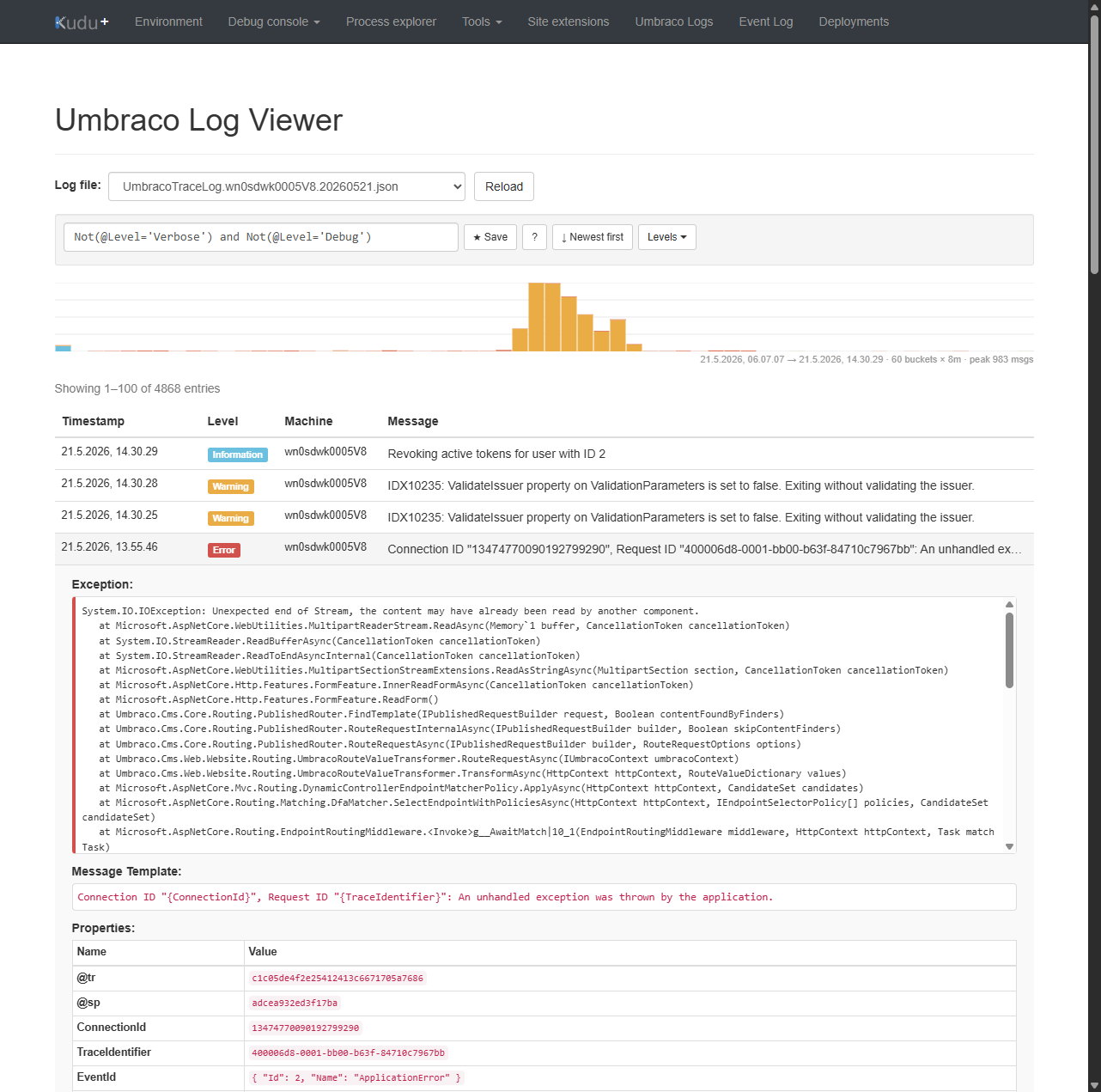 Kudu Umbraco Log Viewer