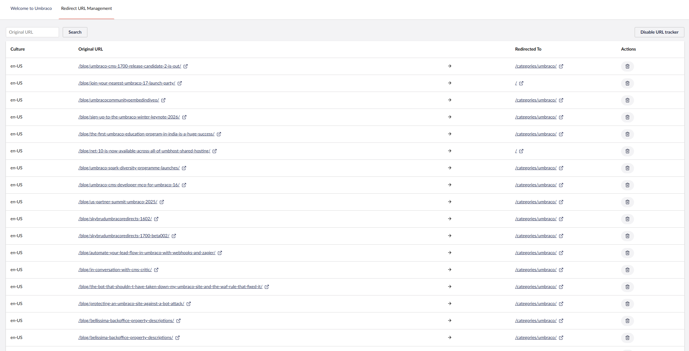 Redirect management overview